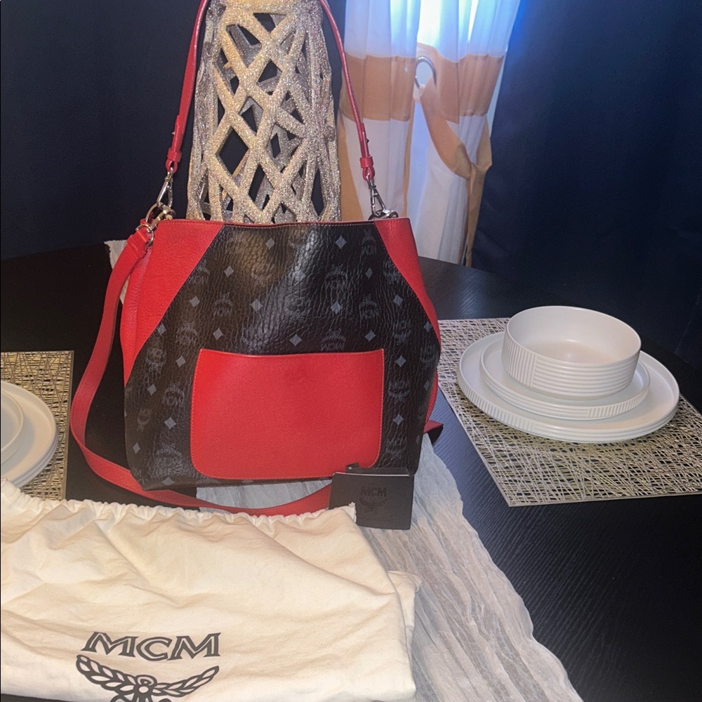 MCM Red and Black Shoulder Bag